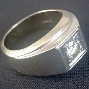 VINTAGE UNISEX WHITE 14K GOLD RING WITH * REAL* 1/2 CARAT DIAMOND